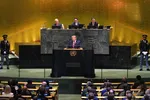 Tổng thống Mỹ Donald Trump phát biểu trước Đại hội đồng LHQ ở New York, ngày 22-9-2026. Ảnh: THX/TTXVN phát