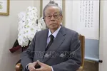 Cựu Thủ tướng Nhật Bản Yasuo Fukuda trả lời phỏng vấn báo chí ngày 25-11-2022. Ảnh tư liệu: THX/TTXVN phát