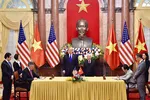 Tổng Bí thư, Chủ tịch nước Nguyễn Phú Trọng và Tổng thống Donal Trump chứng kiến lễ ký kết các hợp đồng của DN hai bên trị giá 21 tỷ USD vào tháng 2-2019.