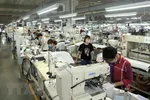 Dây chuyền sản xuất hàng may mặc Việt Nam tại khu công nghiệp Bá Thiện 2, huyện Bình Xuyên, tỉnh Vĩnh Phúc. (Ảnh: Hoàng Hùng/TTXVN)