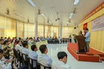 Các học viên tham dự Lớp bồi dưỡng tiếng Khmer tại Trường đại học Trà Vinh.