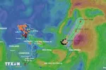 Hướng di chuyển của bão số 4 lúc 7 giờ, ngày 25-7 từ Hệ thống giám sát thiên tai. (Ảnh: TTXVN phát) 