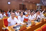 Các đại biểu thông qua chương trình kỳ họp. (Ảnh: Văn Điệp/TTXVN)