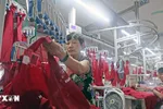 Dây chuyền may xuất khẩu sang Mỹ. (Ảnh: Trần Việt/TTXVN) 
