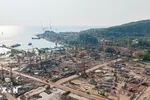 Các dự án, công trình hạ tầng phục vụ Hội nghị Cấp cao APEC 2027 đang giai đoạn thi công trên đại công trường Phú Quốc (An Giang). (Ảnh: TTXVN phát) 