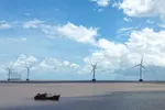 Tỉnh Cà Mau có nhiều tiềm năng thu hút đầu tư các dự án điện gió. Ảnh chụp tại điện gió Tân Thuận.