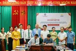 Đại diện Lamori Resort & Spa, Ban Quản lý Di sản Thành Nhà Hồ và các di tích trọng điểm tỉnh Thanh Hóa tại Lễ ký kết Biên bản ghi nhớ hợp tác.