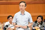 Phó Bí thư Thành ủy TPHCM Đặng Minh Thông phát biểu tại buổi làm việc (Ảnh VIỆT DŨNG)