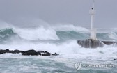 9月6日,在濟州西歸浦前海,颱風掀起巨浪。(圖源:韓聯社)