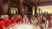 Thầy trò đội tuyển U.23 Việt Nam tại tiệc khai mạc Cúp hoà bình châu Á 2019.