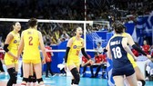 中國女子排球隊比賽中。