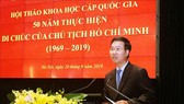 Trưởng Ban Tuyên giáo Trung ương Võ Văn Thưởng phát biểu kết luận hội thảo. Ảnh: VGP