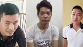 Từ trái qua: 3 bị can Lý Đình Vũ, Hoàng Văn Thám, Nguyễn Chương Đại tại cơ quan công an