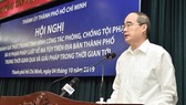 Bí thư Thành ủy TPHCM Nguyễn Thiện Nhân phát biểu tại Hội nghị về phòng chống ma túy, sáng 4-10-2019. Ảnh: VIỆT DŨNG