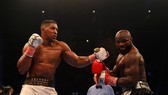 Anthony Joshua (trái) trong trận thăng Calos Takam