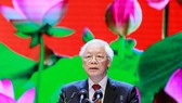 Tổng Bí thư, Chủ tịch nước Nguyễn Phú Trọng đọc diễn văn tại buổi lễ. Ảnh: VIẾT CHUNG