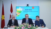 Quốc vụ khanh Bộ Năng lượng, Hạ tầng kỹ thuật và Khí hậu Đan Mạch, ngài Morten Bak phát biểu tại buổi họp báo. Ảnh: TTXVN