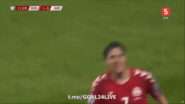 Đan Mạch - Gibraltar 6-0: Skov, Gytkjaer, Braithwaite, Eriksen trút mưa gôn