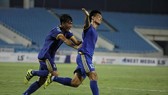 Văn Thuận tác giả 1 trong bàn thắng của đội Bình Định rước Cần Thơ. Ảnh: Minh Hoàng