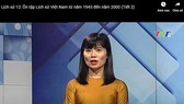 Cô Đoàn Thị Thanh Hương đang dạy học qua truyền hình môn Lịch sử lớp 12 