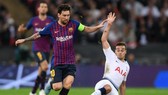 Lionel Messi ghi 2 bàn trong chiến thắng 4-2 ở lượt đi, nếu anh vắng mặt đó chắc chắc là tin vui với Tottenham. Ảnh: Getty Images