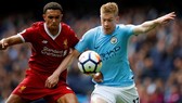 Kevin De Bruyne (phải) quyết tâm cùng Man.City xóa dớp Anfield. Ảnh: Getty Images