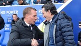 Brendan Rodgers (trái) trong lần đánh bại Unai Emery mới đây. Ảnh: Getty Images