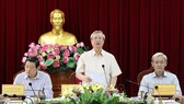 Thường trực Ban Bí thư Trần Quốc Vượng phát biểu chỉ đạo tại buổi làm việc. Ảnh: TTXVN