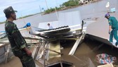 Hiện trường vụ sạt lở tại khu vực chợ Kênh 17 (tuyến Kênh 17, xã Tam Giang, huyện Năm Căn, tỉnh Cà Mau) khuya ngày 4-7-2020