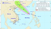 Ảnh vị trí và đường đi của cơn bão. Ảnh: Trung tâm Dự báo KTTV Quốc gia