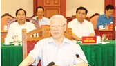 Tổng Bí thư, Chủ tịch nước Nguyễn Phú Trọng, Trưởng Tiểu ban Văn kiện Đại hội XIII của Đảng phát biểu kết luận cuộc họp Tiểu ban Văn kiện Đại hội XIII của Đảng. Ảnh: TTXVN