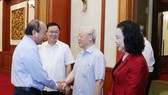 Tổng Bí thư, Chủ tịch nước Nguyễn Phú Trọng tại buổi làm việc của tập thể Bộ Chính trị với Ban Thường vụ Thành ủy Hà Nội. Ảnh: TTXVN