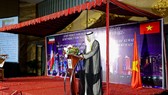 The Consul General of the State of Kuwait in HCMC, Khaled Falah Al-Mutairi gives a speech at the meeting