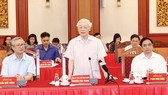 Tổng Bí thư, Chủ tịch nước Nguyễn Phú Trọng, Trưởng Tiểu ban Văn kiện Đại hội XIII của Đảng, phát biểu khai mạc hội nghị. Ảnh: TTXVN