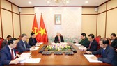 Tối 29-9-2020, tại Trụ sở Trung ương Đảng, Tổng Bí thư, Chủ tịch nước Nguyễn Phú Trọng điện đàm trực tiếp với Tổng Bí thư, Chủ tịch nước Trung Quốc Tập Cận Bình. Ảnh: Trí Dũng/TTXVN