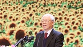 Tổng Bí thư, Chủ tịch nước Nguyễn Phú Trọng đọc diễn văn kỷ niệm 90 năm Ngày thành lập Đảng Cộng sản Việt Nam. Ảnh: PHƯƠNG HOA - TTXVN