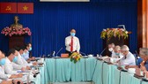 Bí thư Thành uỷ TPHCM Nguyễn Thiện Nhân phát biểu trong buổi làm việc với Huyện Nhà Bè. Ảnh: VIỆT DŨNG