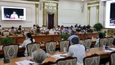 Buổi giao ban trực tuyến Ban Chỉ đạo phòng chống dịch Covid-19 TPHCM. Ảnh: HMC