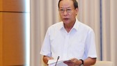 Thứ trưởng Bộ Công an Lê Quý Vương báo cáo tại phiên họp