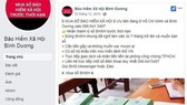 Một trong số những trang "Bảo hiểm xã hội tỉnh Bình Dương" giả mạo các đối tượng lập