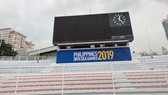 Băng rôn duy nhất về SEA Games tại sân vận động Rizal Memorial Sport Complex. Ảnh: DŨNG PHƯƠNG