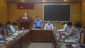 Đồng chí Nguyễn Hữu Hiệp phát biểu tại cuộc làm việc. Ảnh: HOÀI NAM