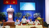 Phó Bí thư Thường trực Thành ủy TPHCM Trần Lưu Quang phát biểu chỉ đạo tại hội nghị. Ảnh: MAI HOA