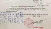 Chữ ký của lãnh đạo phường bị làm giả
