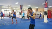 Võ sĩ Nguyễn Văn Đương cùng đội tuyển quyền Anh quốc gia tích cực tập luyện tại Trung tâm Huấn luyện Thể thao Quốc gia TPHCM. Ảnh: DŨNG PHƯƠNG