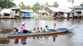Students in the Mekong Delta are traveling to school. (Photo by SGGP)