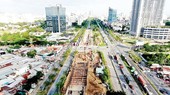 The construction site of the tunnel at Nguyen Huu Tho-Nguyen Van Linh intersection (Illustrative photo: SGGP)