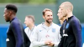 Thầy trò HLV HLV Gareth Southgate khá thoải mái trên sân tập, nhưng họ sẽ có toan tính gì khi vào trận? Ảnh: Getty Images