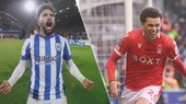 Nottingham Forest (phải) và Huddersfield đến gần cơ hội trở lại Premier League.