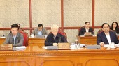 Tổng Bí thư Nguyễn Phú Trọng phát biểu kết luận cuộc họp. Ảnh: TTXVN